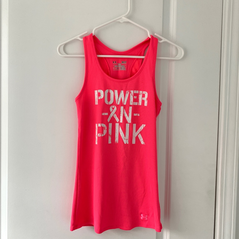 Under Armour Heat Gear Fitted Tank Power In Pink